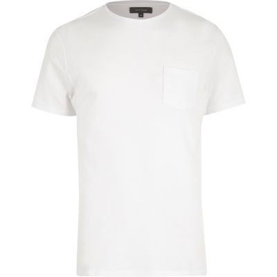 White textured crew neck t-shirt